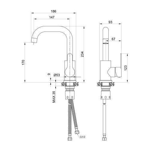Смеситель Maretti Project-S PS32RP55 на раковину сатин - фото 3