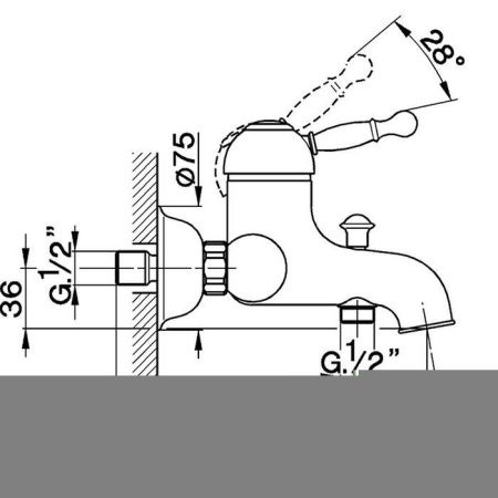 Смеситель для ванны Cisal Arcana Royal AY00013021 настенный хром