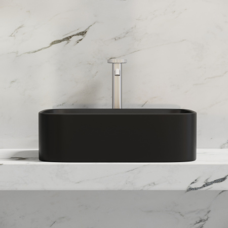 Раковина из сантехнического фарфора Ceramica Nova ELEMENT CN6052MB 51х38 накладная цвет черный матовый без отверстий под смеситель