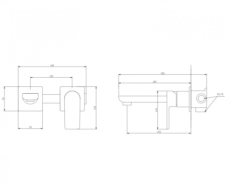 Смеситель ABBER Weiss Insel AF8082W встраиваемый в стену черный матовый