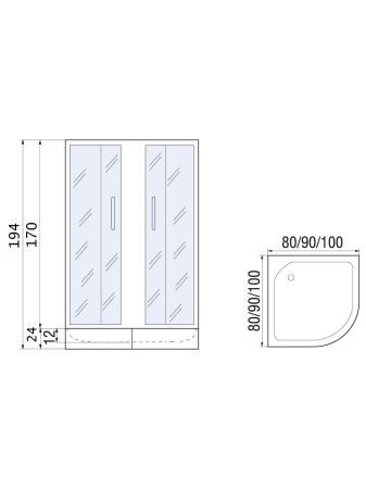 Душевой уголок River DON 10000002287 90х90 стекло матовое профиль хром матовый без поддона