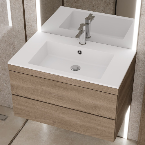 Раковина из литьевого мрамора Uperwood Megan 45481000002 80х48 полувстраиваемая цвет белый - фото 2