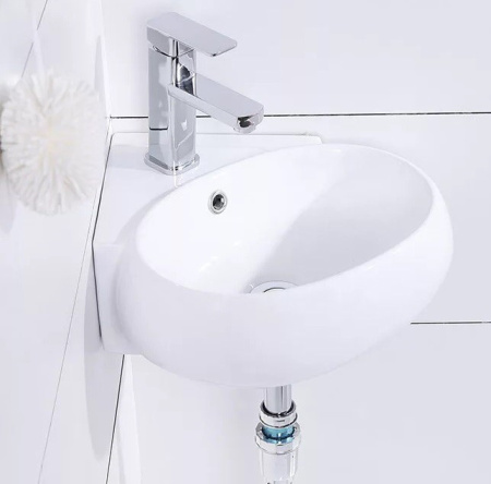 Раковина из санфаянса CeramaLux 9359 35х35 подвесная цвет белый 1 отверстие под смеситель