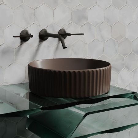 Раковина из сантехнического фарфора Ceramica Nova ELEMENT CN6057MDB 40х40 накладная цвет коричневый без отверстий под смеситель