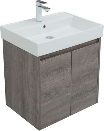 Комплект мебели: тумба с раковиной + зеркало Aquanet Nova Lite 00302533 60х50 напольный цвет коричневый