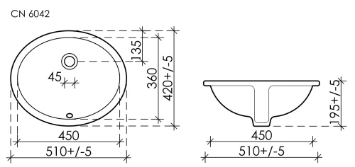 Раковина Ceramica Nova ELEMENT 51 см CN6042 встраиваемая цвет белый - фото 3