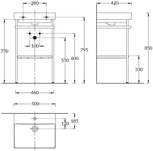 Консоль под раковину Kerama Marazzi PRO PRO.50.01\BLK.M 46х42х77 напольная цвет черный - фото 2
