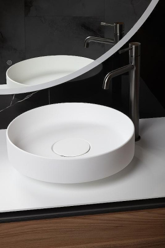 Раковина из искусственного камня Boheme Corian 801-MW 40х40 накладная цвет белый матовый - фото 3