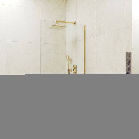 Душевая шторка на ванну Maybah Glass MGV-61-3у 50х140 стекло прозрачное профиль золото ориентация универсальная