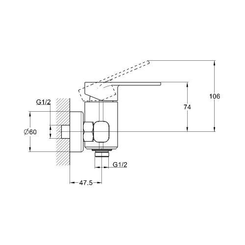 Смеситель для ванны и душа G.Lauf NOB NOB5-A128 настенный хром - фото 3