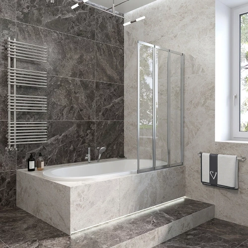 Душевая шторка на ванну Veconi Palau PL73R-90-01-19C4 90х150 стекло прозрачное профиль хром глянцевый