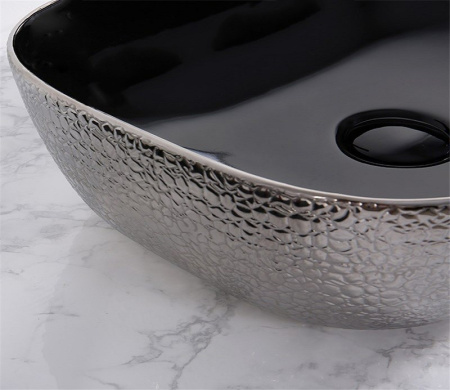 Раковина из санфаянса CeramaLux D1302H020 50х40 накладная цвет черный