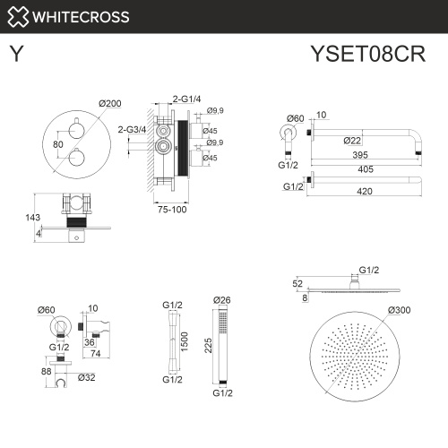 Душевая система Whitecross Y chrome YSET08CR встраиваемая - фото 3