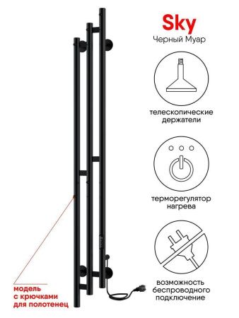 Полотенцесушитель электрический Indigo Sky LSKE150-17BRRt 15х150 черный