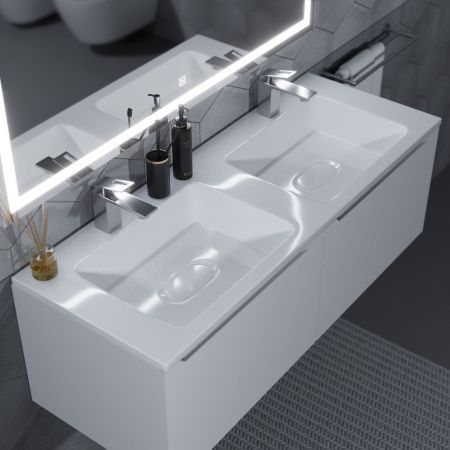 Раковина из искусственного камня Uperwood Modul 2911020342 110х50 полувстраиваемая цвет белый