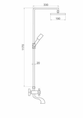 Душевая стойка FAUZT FZs-302 настенная цвет хром - фото 2
