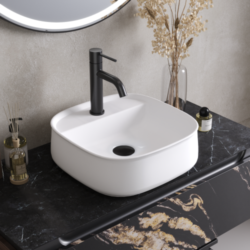 Раковина керамическая Cezares CZR-6581 42х42 накладная цвет белый 1 отверстие под смеситель - фото 5