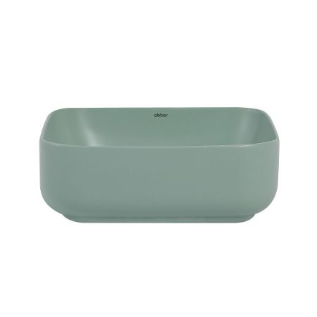 Раковина из сантехнического фаянса Abber RECHTECK AC2211MCG 40х40 накладная цвет зеленый без отверстий под смеситель