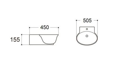 Раковина из сантехнического фарфора Aquatek КЛАССИК AQ5040-00 50х30 подвесная цвет белый 1 отверстие под смеситель