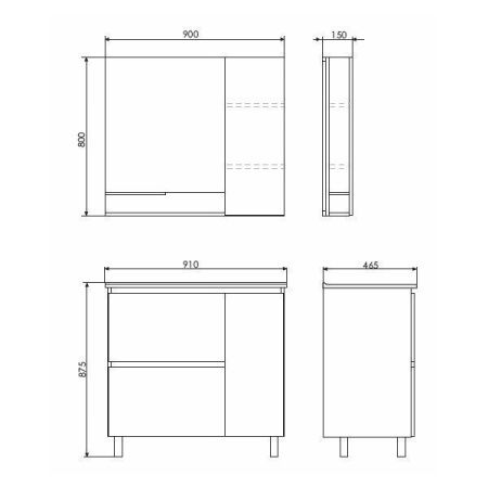 Тумба с раковиной Comforty Верона 00-00001972CF 90х50 напольная цвет серый