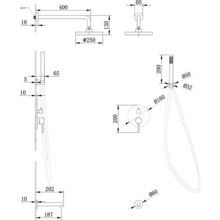 Душевая система Abber AF8817 встраиваемая в стену цвет хром
