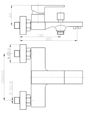 Смеситель для ванны WeltWasser WW MX KASSEL 703 -10000001979 настенный хром без термостата