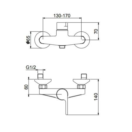 Смеситель для ванны и душа Webert DoReMi DR870102560 настенный черный