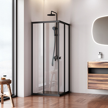Душевой уголок Am.Pm Sunny W87G-403-8080-BT 78х78 стекло прозрачное профиль черный матовый без поддона