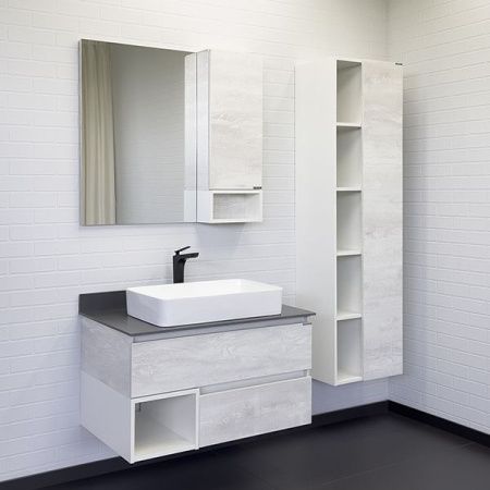 Тумба с раковиной Comforty Прага 00-00014425CF 90х50 подвесная цвет серый