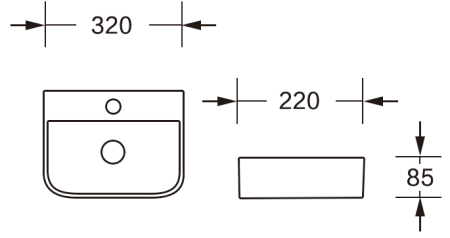 Раковина из сантехнического фарфора Milleau PERL MU1010A-GW 30х20 подвесная цвет белый 1 отверстие под смеситель