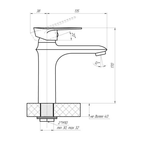 Смеситель Сантаком StMira 7824 на раковину хром - фото 3