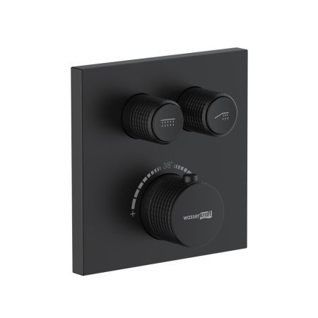 Смеситель для ванны и душа Wasserkraft Elbe 7400 7448 Thermo встраиваемый в стену черный с термостатом