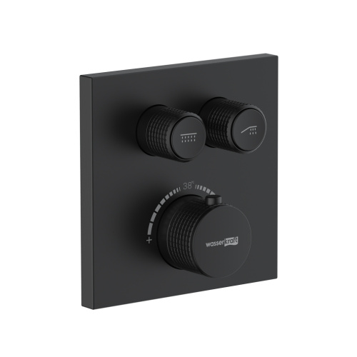 Смеситель для ванны и душа WasserKRAFT Elbe 7400 7448 Thermo встраиваемый черный - фото 2