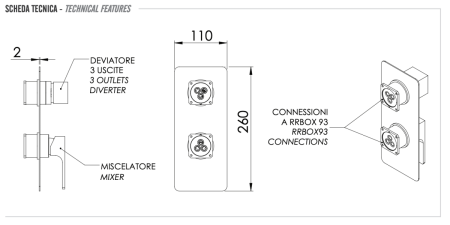 Смеситель для душа Remer Absolute AU93KBCFP встраиваемый в стену черный