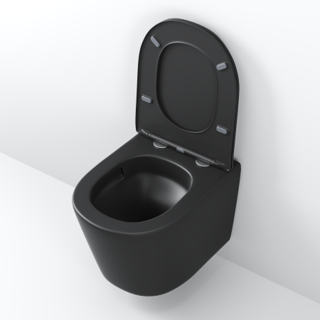 Унитаз подвесной Grossman Торнадо GR-4477BMSQ черный матовый с сиденьем микролифт безободковый смыв торнадо