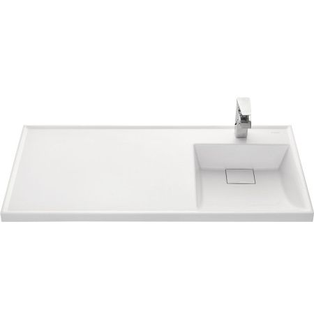 Раковина из искусственного камня Aquaton Лондри 1A72223KLH010 110х50 накладная цвет белый 1 отверстие под смеситель