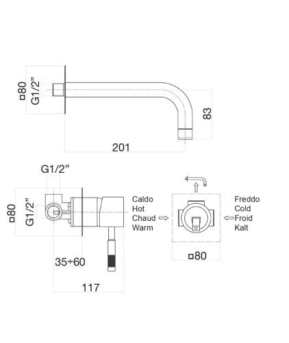 Смеситель для раковины Fiore Xenon 44NN5227 встраиваемый в стену черный - фото 3
