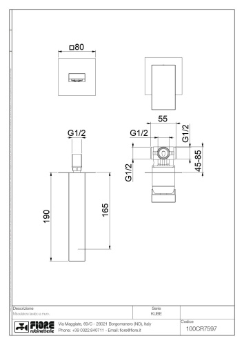 Смеситель Fiore Kube 100OZ7597 встраиваемый в стену золото матовое - фото 2