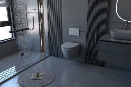 Унитаз подвесной Abber Bequem AC1101MG серый с сиденьем микролифт безободковый каскадный смыв