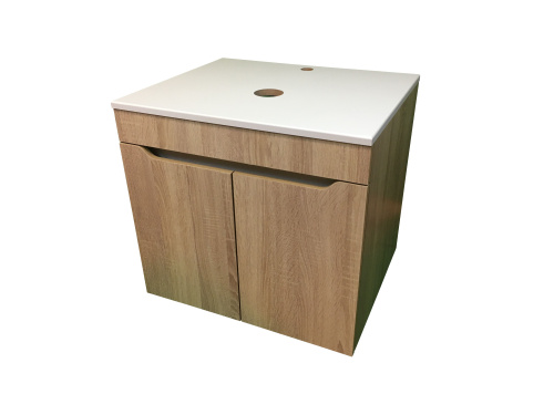 Тумба под раковину Sintesi STL.W7021 60х55х50 подвесная цвет белый/коричневый - фото 3