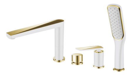 Смеситель Boheme Venturo 380-W на борт ванны белый глянцевый