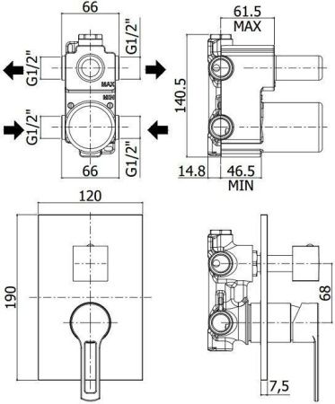 Смеситель для душа Paffoni Ringo RIN018CR встраиваемый в стену хром