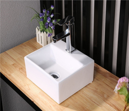 Раковина из санфаянса CeramaLux 9135 34х29 накладная цвет белый 1 отверстие под смеситель