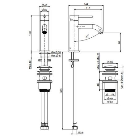 Смеситель Fima Carlo Frattini Spillo Steel F3071INOX на раковину нержавеющая сталь