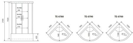 Душевая кабина Timo Eco TE-0780 80х80 четверть круга с крышей ориентация универсальная
