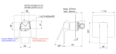 Смеситель для душа Mariani Rebel B14179RE встраиваемый в стену черный