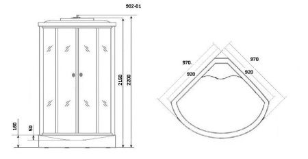 Душевая кабина Niagara Ultra 9020135 100х100 четверть круга с крышей ориентация универсальная