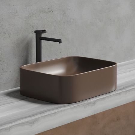 Раковина из сантехнического фарфора Ceramica Nova ELEMENT CN6052MDB 50х40 накладная цвет коричневый без отверстий под смеситель