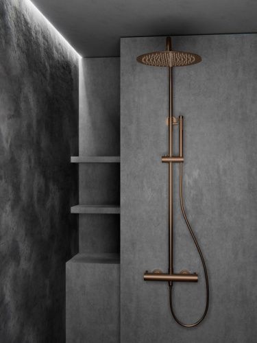 Душевая стойка Knotlor SS-24/RB настенная цвет бронза с термостатом - фото 4