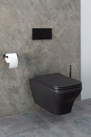 Чаша унитаза подвесная Allen Brau Infinity 4.21011.31 цвет черный без сиденья безободковая каскадный смыв